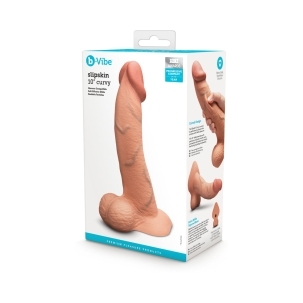 10 inch Dildo by b-Vibe in Tan Light Brown Mocha shown for use by Her or Him