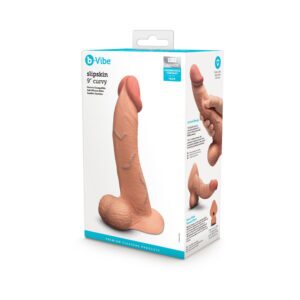 9 inch Dildo b-Vibe  Slipskin Realistic Silicone Curved Mocha