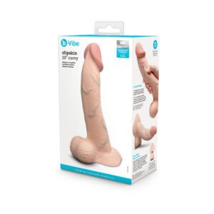 10 inch Dildo b-Vibe  Slipskin Realistic Silicone Curved Cream