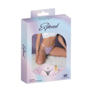 Assorted Colors Panties Pheromone Panties Tanga Panty 2 Pack Lilac Black Size Q by Magic Silk