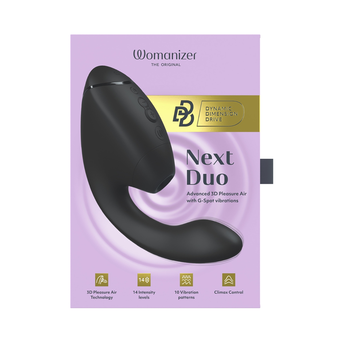 Close-up of the Black Womanizer vibrator for texture detail