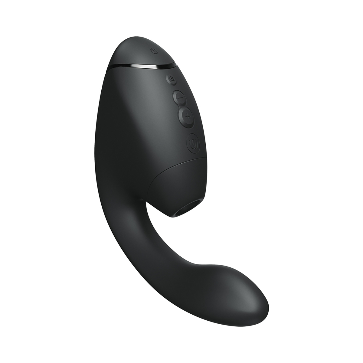 Lifestyle shot featuring the Black Womanizer vibrator beside the bed