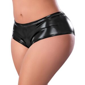 Black Panties Liquid Onyx Boy Short Black Size Q by Magic Silk