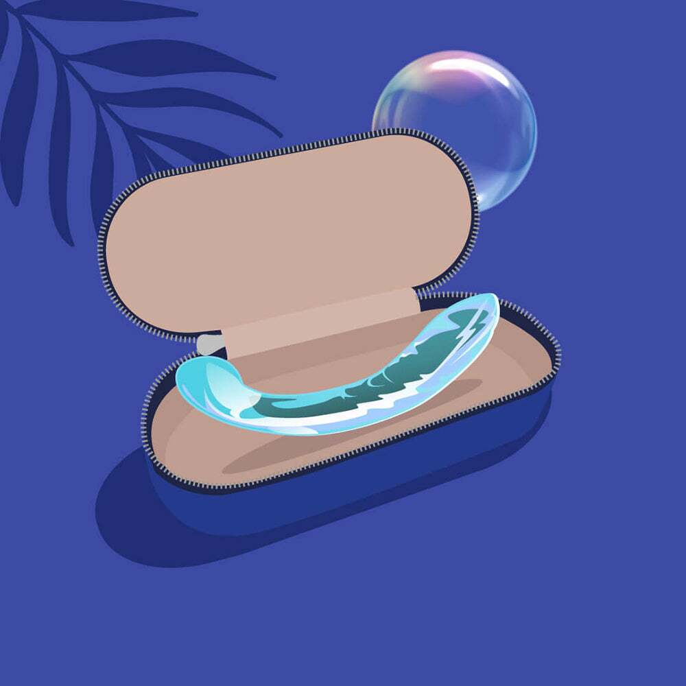 Dildo by Biird in Teal Turquoise Aqua displayed for pegging Him or Her