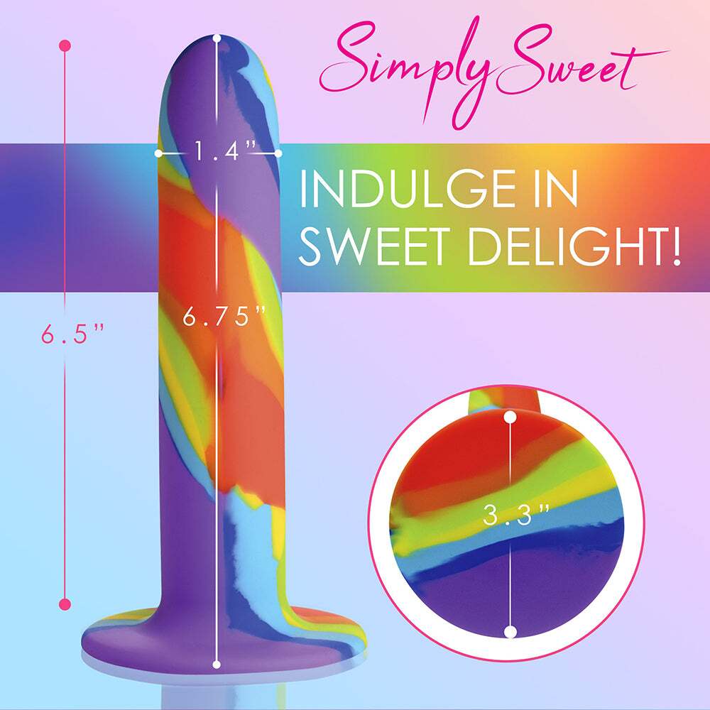 Dildo by Curve Novelties in Rainbow shown for pegging Her or Him