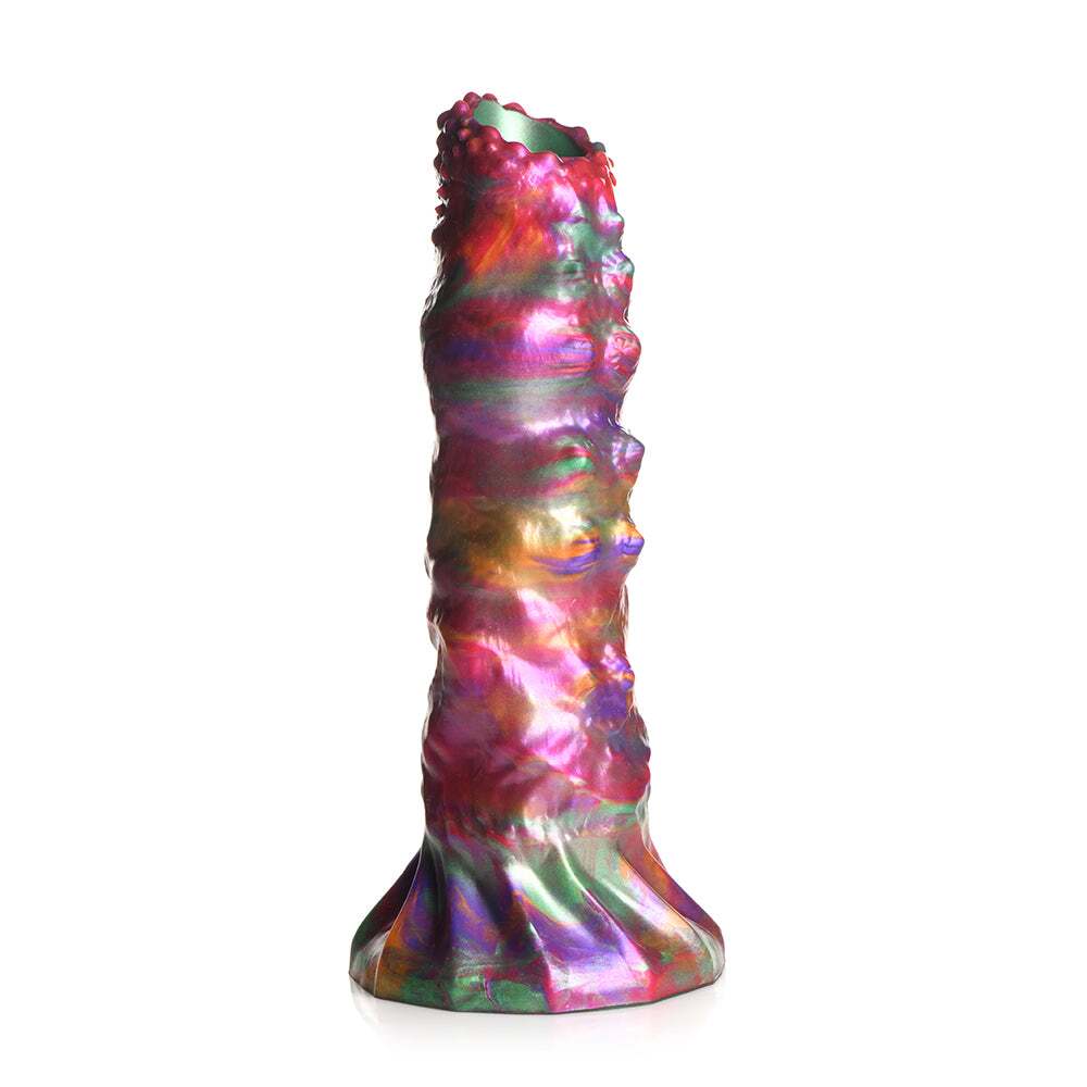 Dildo by XR Brands in Multi-Color displayed for pegging Him or Her