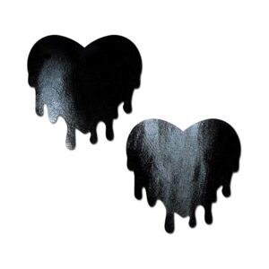 Sexy Nipple Covers  Faux Latex Black Melty Heart