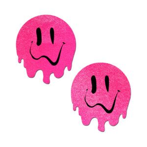 Sexy Nipple Covers  Neon PInk Melted Smiling Face