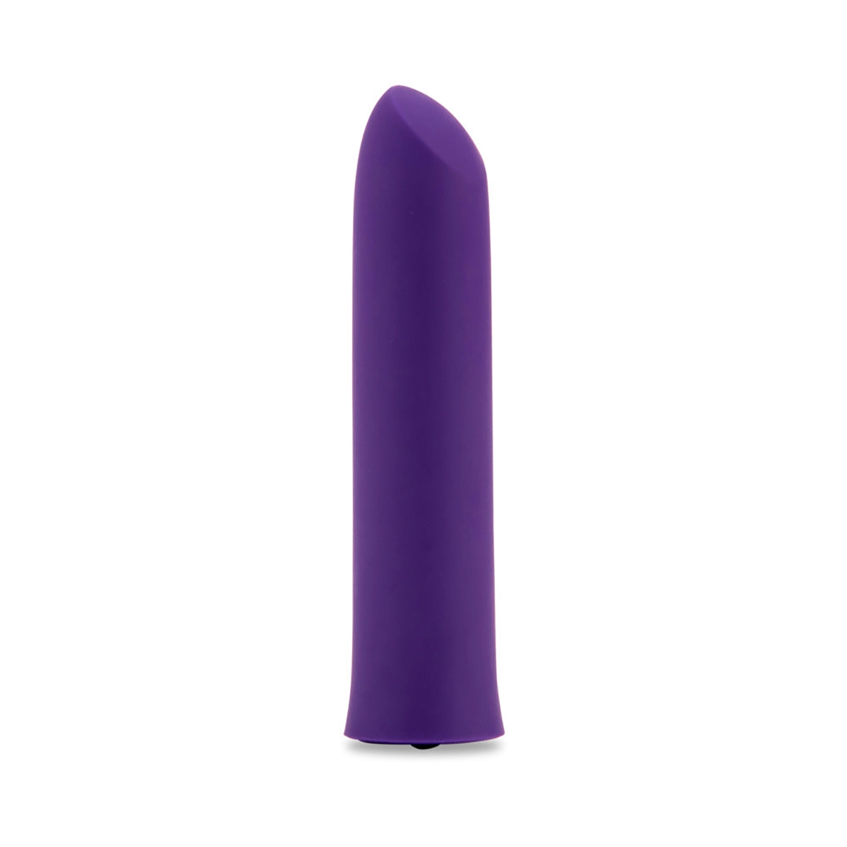 Purple Nu Sensuelle vibrator Evie Nubii Slanted Tip shown in hand for scale