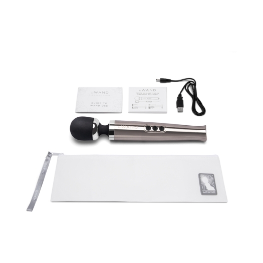 Close-up of the Silver Le Wand vibrator for texture detail