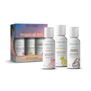 Water Based Lube Wicked Sensual Care Wicked Aqua Simply Tropical Trio Guava, Pineapple, Toasted Coconut