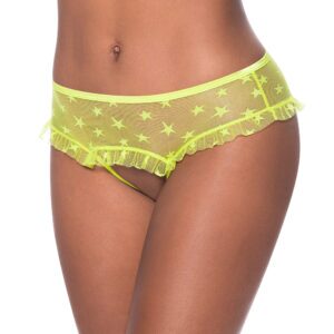 Yellow Panties Sweetums Skirted Hipster with Open Crotch Panty Pina Colada L/XL by Magic Silk