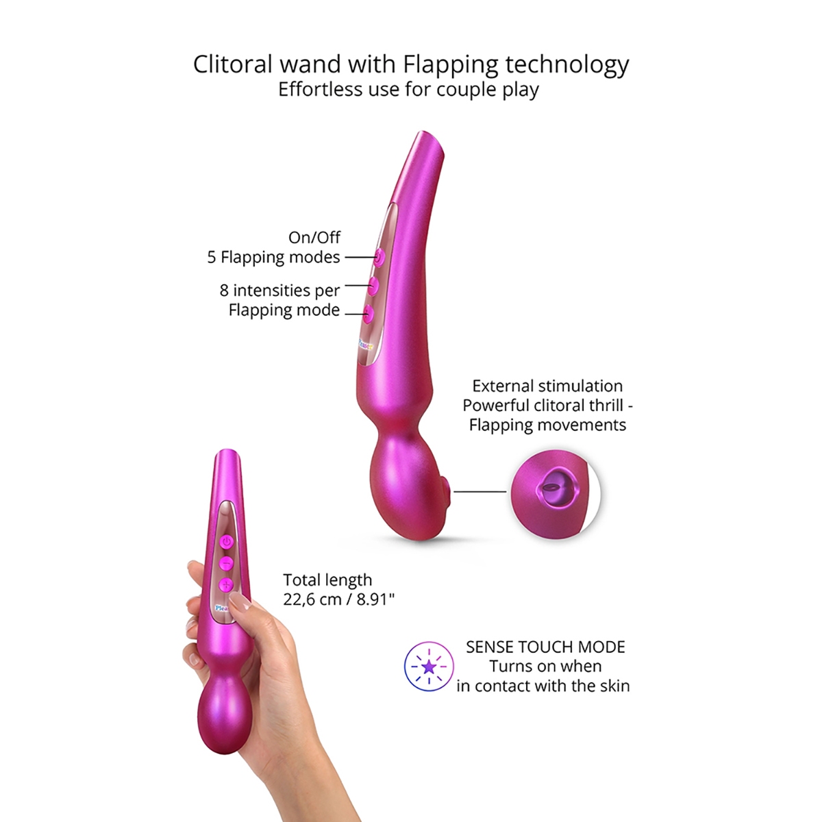 Angled view of the  Lovely Planet vibrator designed for intimate use