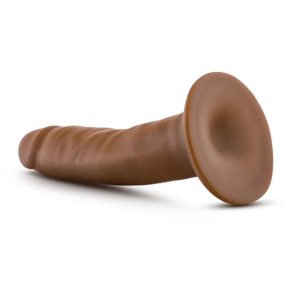5.5 inch Dildo by Blush in Tan Light Brown Mocha shown for pegging Her or Him