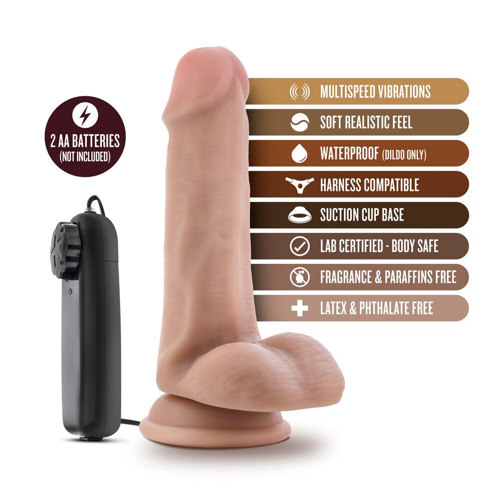 6.5 inch Dildo by Blush in Vanilla Ivory Beige displayed for pegging Him or Her