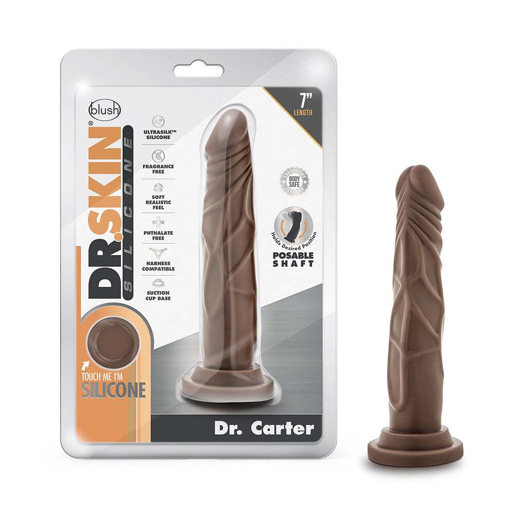 7 inch Dildo by Blush in Brown Chocolate Cocoa shown for use by Her or Him