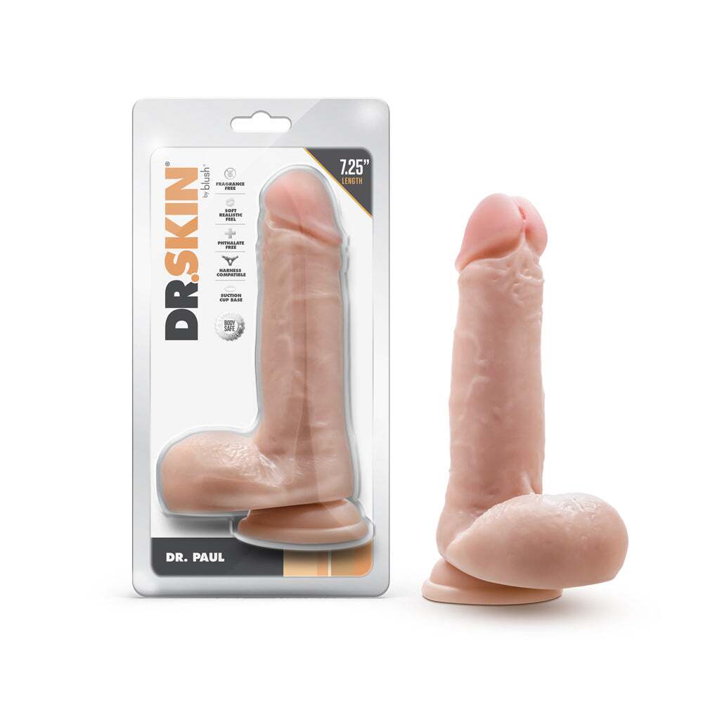7.25 inch Dildo by Blush in Vanilla Ivory Beige shown for use by Her or Him