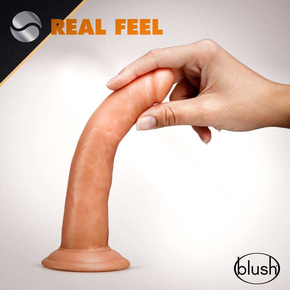 7.5 inch Dildo from Blush in Tan Light Brown Mocha pictured for anal pleasure for Her or Him