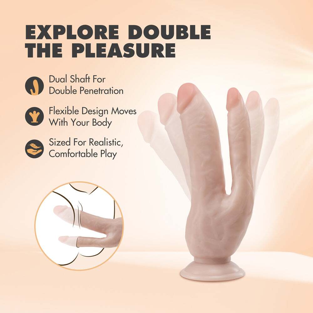8 inch Dildo by Blush in Vanilla Ivory Beige displayed for pegging Him or Her