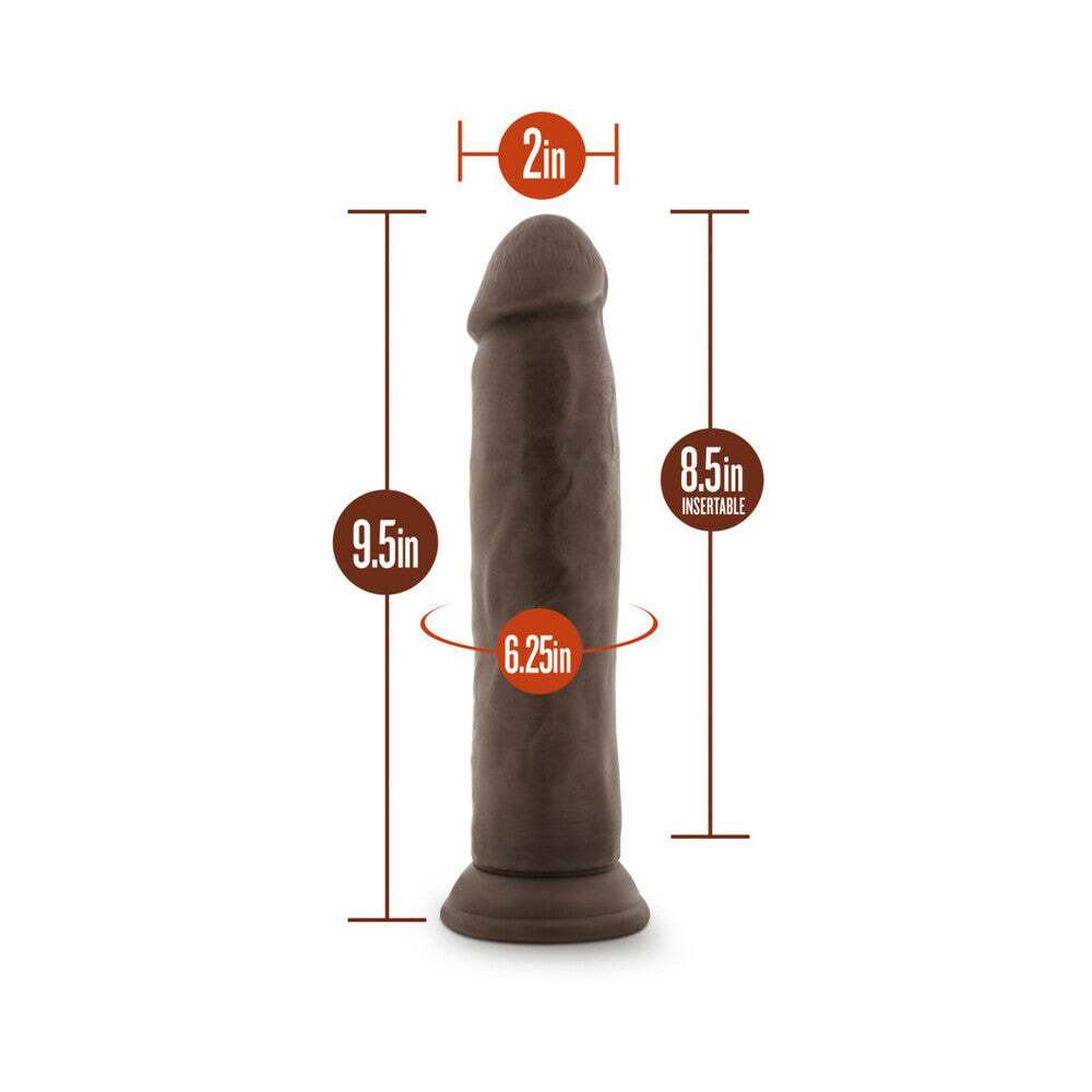9 inch Dildo by Blush in Dark Brown displayed for pegging Him or Her