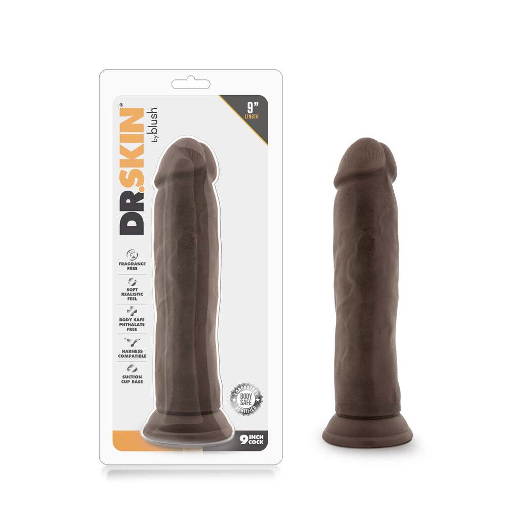 9 inch Dildo by Blush in Dark Brown shown for use by Her or Him