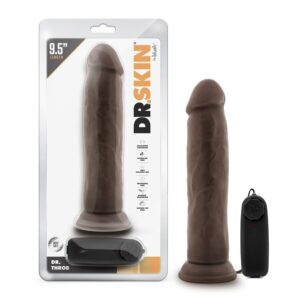 9.5 inch Dildo Blush Dark Brown Dr Skin Dr Throb Realistic Vibrating