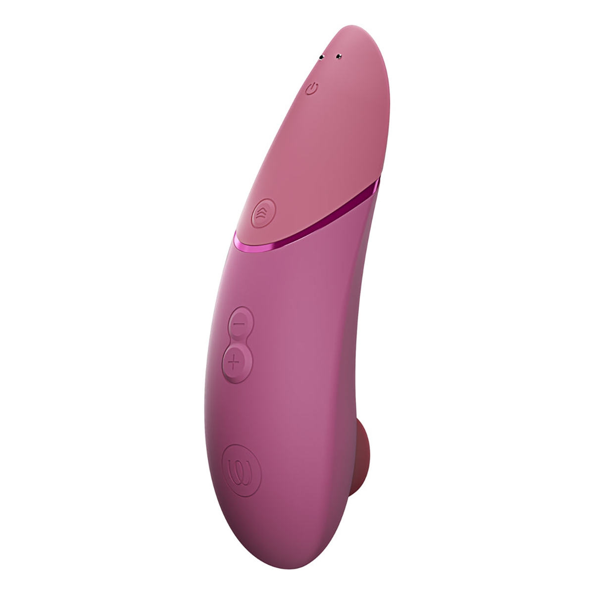 Fully assembled Pink Womanizer vibrator with smooth exterior