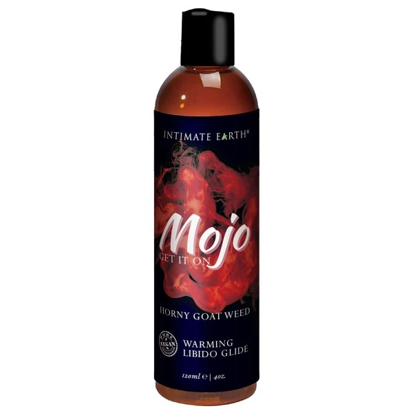 Buy and try MOJO Warming Horny Goat Weed Libido Water-based Glide 4oz/120ml water based lubricant by Intimate Earth for your next sexual encounter with her.