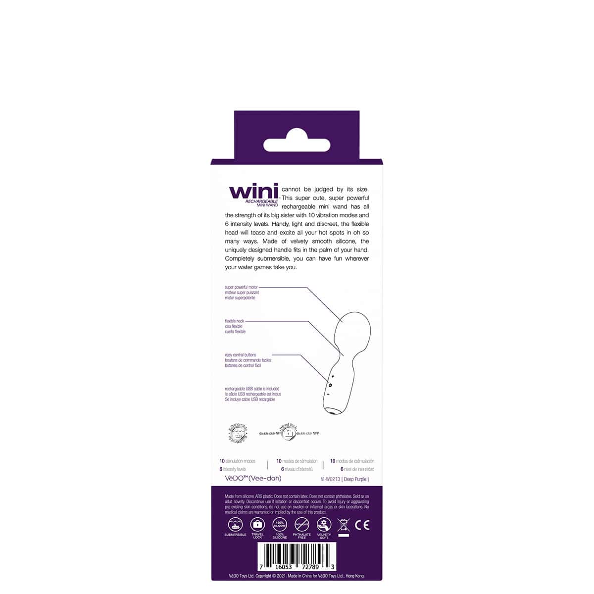 Buy a VeDO Wini Mini Wand  Purple vibrator.
