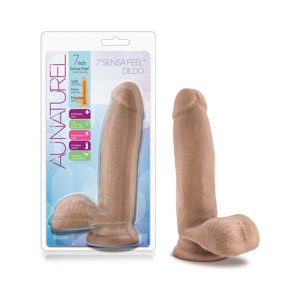 7 inch Dildo by Blush in Tan Light Brown Mocha shown for use by Her or Him