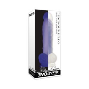 8 inch Dildo Evolved Purple Luminous Poseable Glow in the Dark With Balls