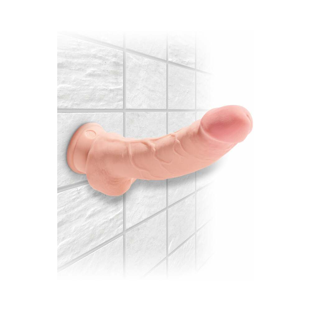 8 inch Dildo by Pipedream in Vanilla Ivory Beige displayed for pegging Him or Her
