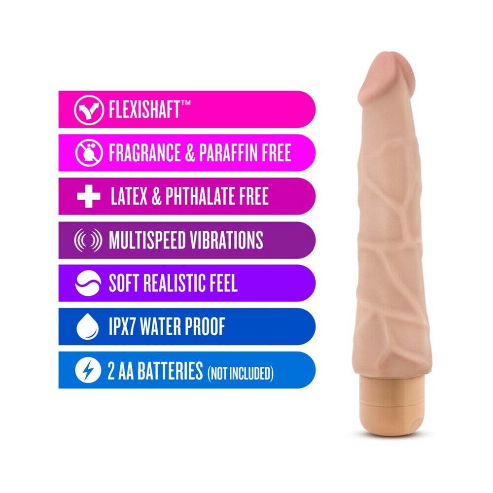 9 inch Dildo by Blush in Vanilla Ivory Beige shown for pegging Her or Him