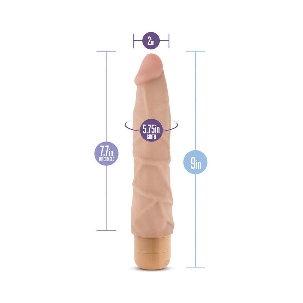 9 inch Dildo by Blush in Vanilla Ivory Beige displayed for pegging Him or Her