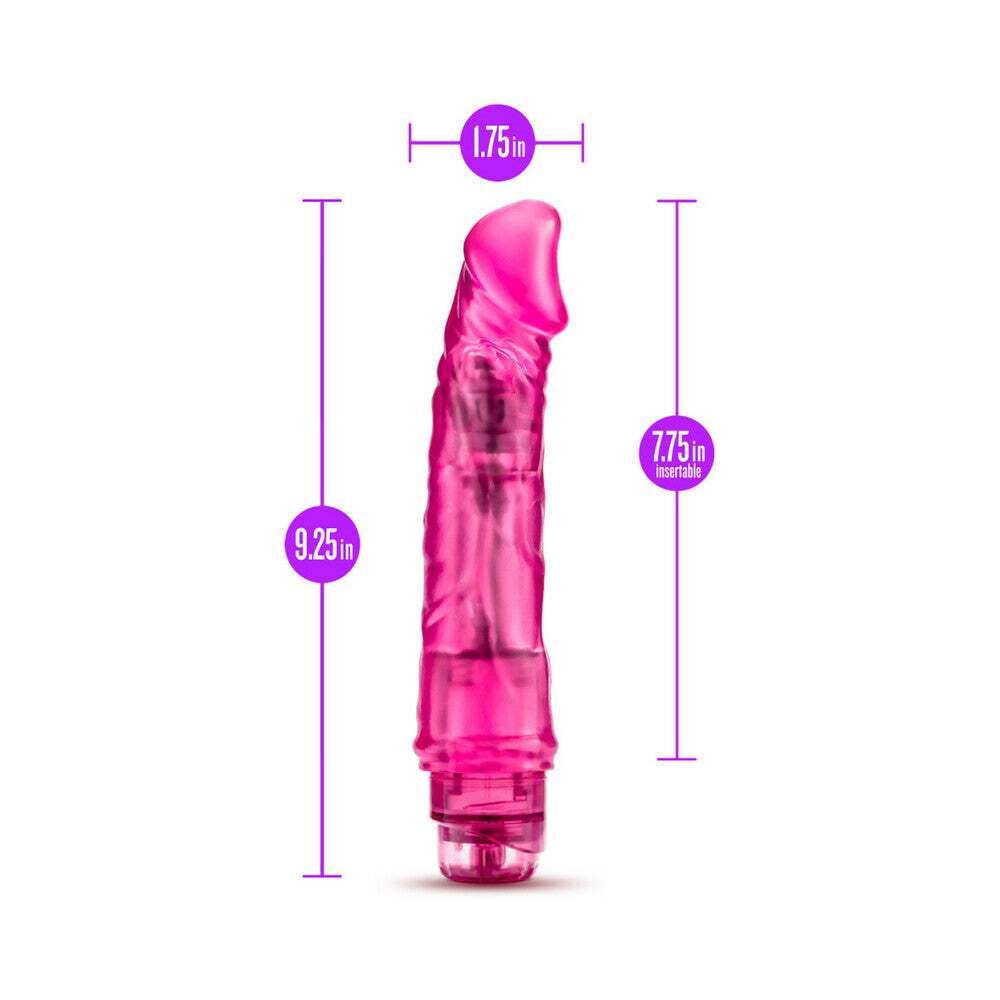 9.25 inch Dildo by Blush in Hot Pink Magenta Fuchsia displayed for pegging Him or Her