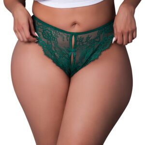 Green Panties Evermore Split Crotch Panty Emerald Size Q by Magic Silk