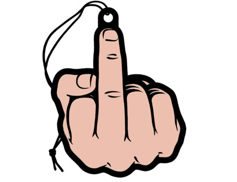 Buy  wood rocket air freshener middle finger book for her.