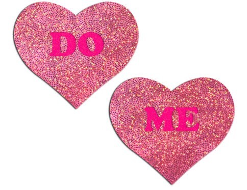Wearing pastease do me hearts pink glitter nipples covers by pastease can be fun and sexy!