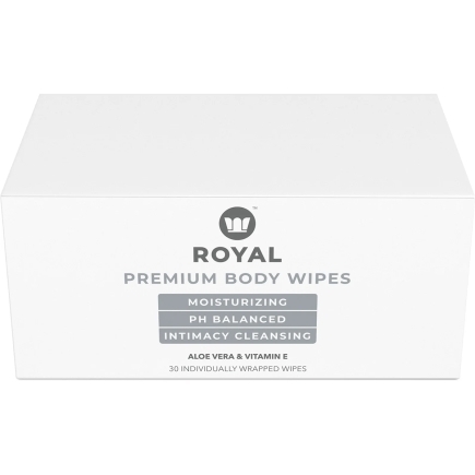 Royal Condom Intimacy Cleansing Wipes 30ct intimate cleansers and personal cleansing care by Royal Intimacy.