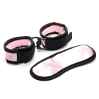 Sex Kitten Mask Cuff Set Pink And Black luxury blindfold for adult sensory play