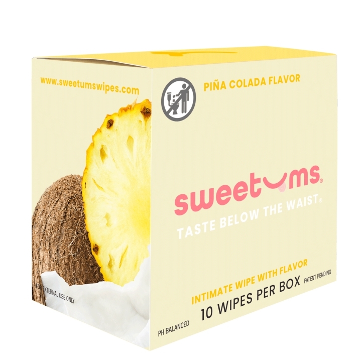 Sweetums Intimate Wipes Pina Colada Flavor intimate cleansers and personal cleansing care by Sweetums.