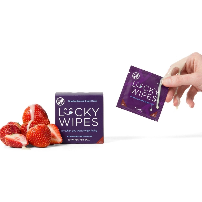 Sweetums lucky wipes strawberries & cream flavor 10-pack intimate cleansers and personal cleansing care by sweetums.