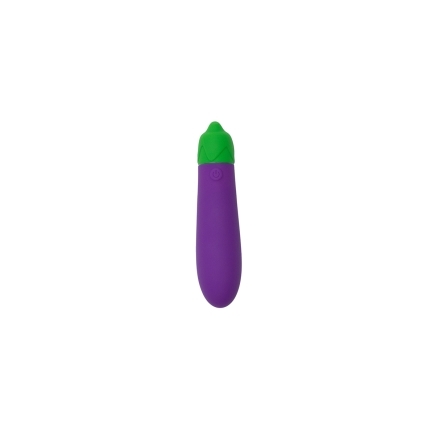 Emojibator vibrator Eggplant USB shown in hand for scale
