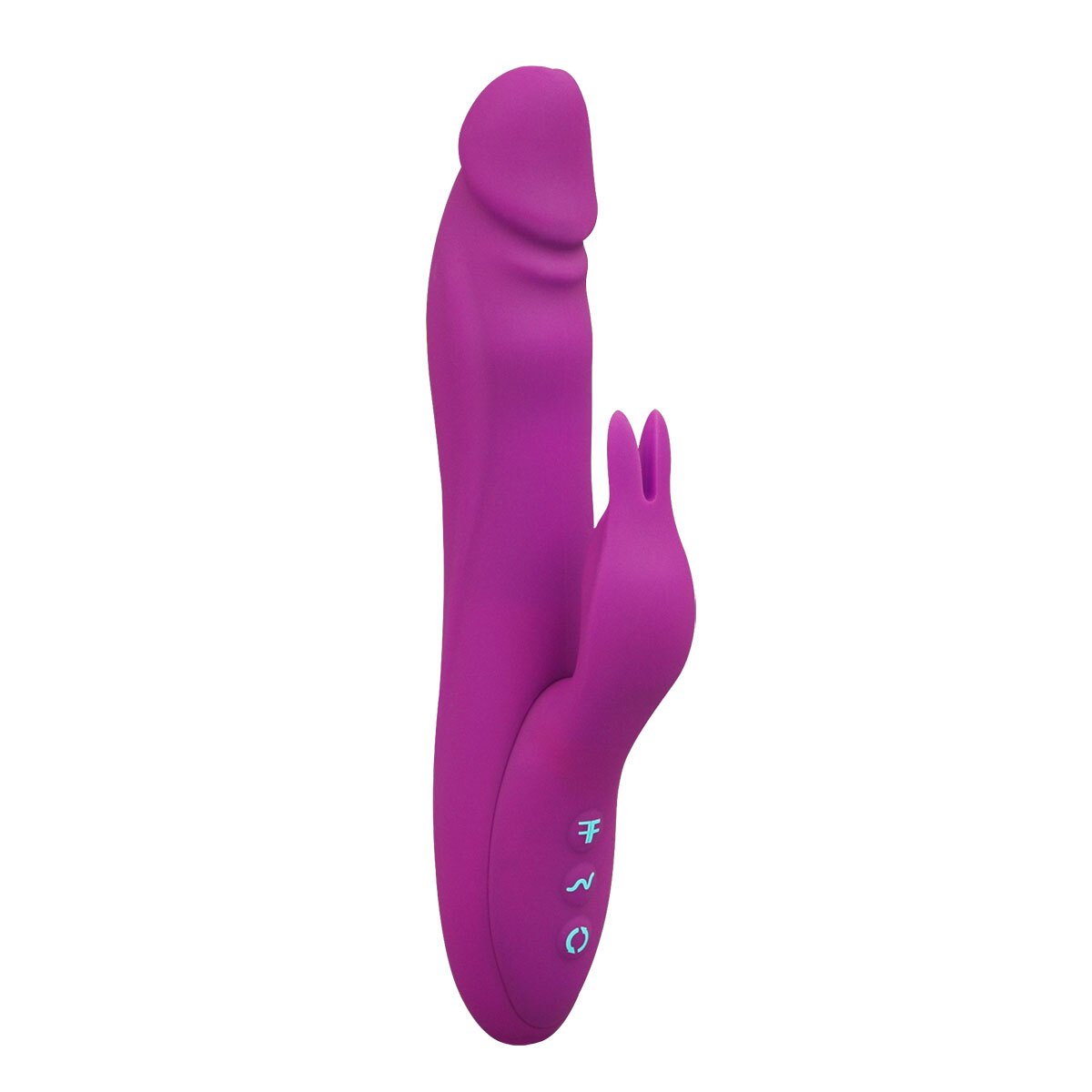 Purple Femme Funn vibrator Booster Rabbit shown in hand for scale