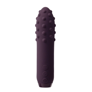Purple Je Joue vibrator Duet shown in hand for scale