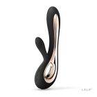 Black LELO vibrator Soraya 2 shown in hand for scale