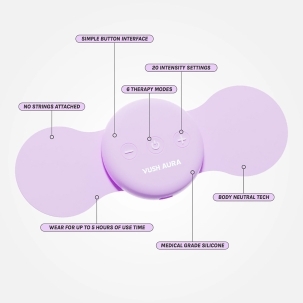 VUSH vibrator Aura Replacement Electro Gel Pads shown in hand for scale