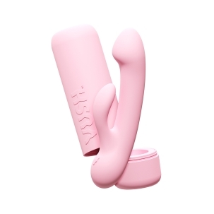 VUSH vibrator Glow Rabbit shown in hand for scale