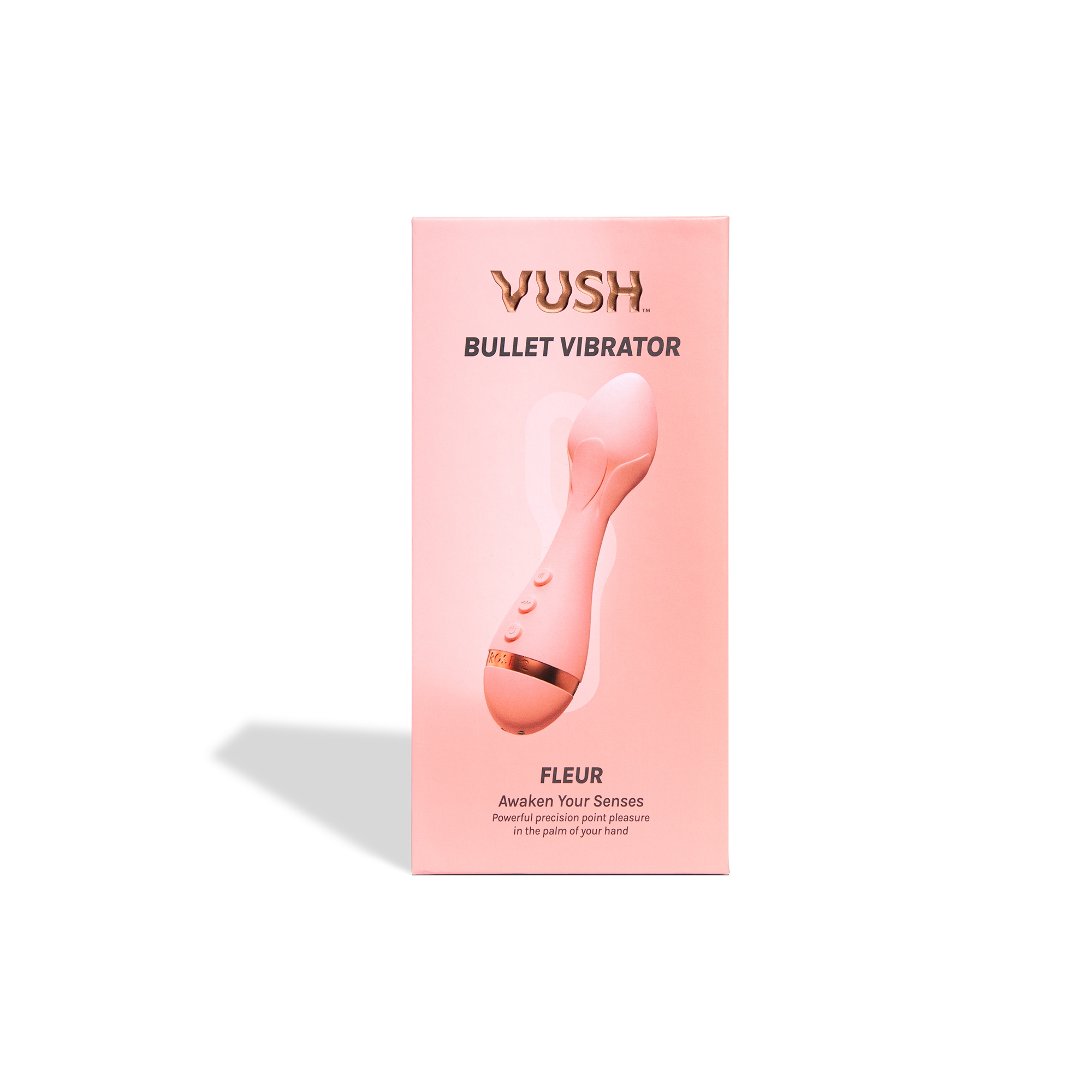 Angled view of the  VUSH vibrator designed for intimate use