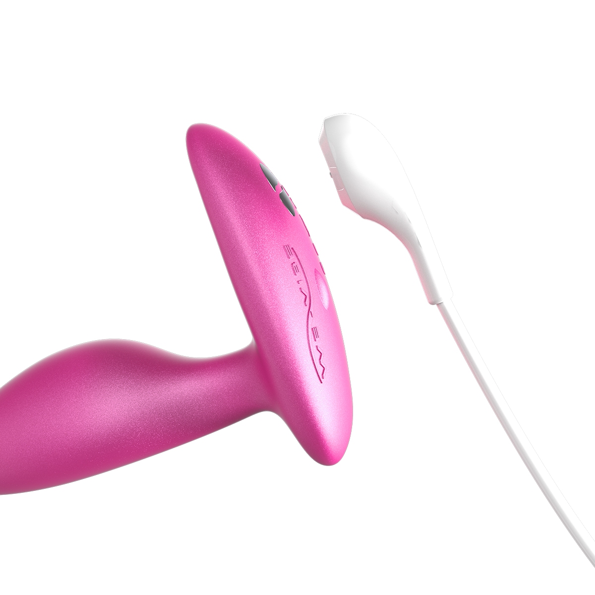 Angled view of the Pink We-Vibe vibrator designed for intimate use